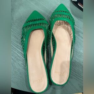 J. Crew Green Gwen Cage Mules sz. 10.5